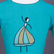 Blue Embroidered Mangalgiri Cotton Blouse - Avishya