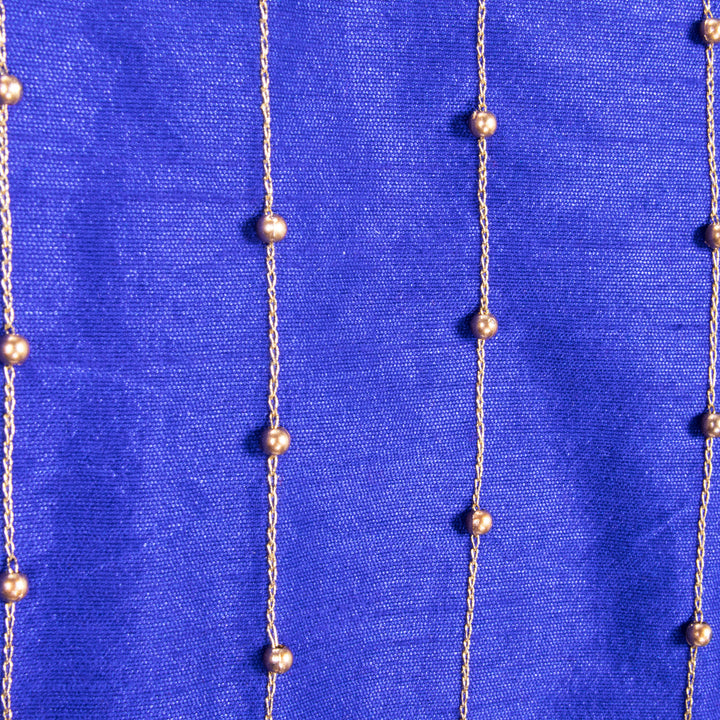 Blue Aari Embroidered Raw Silk Blouse 10068195