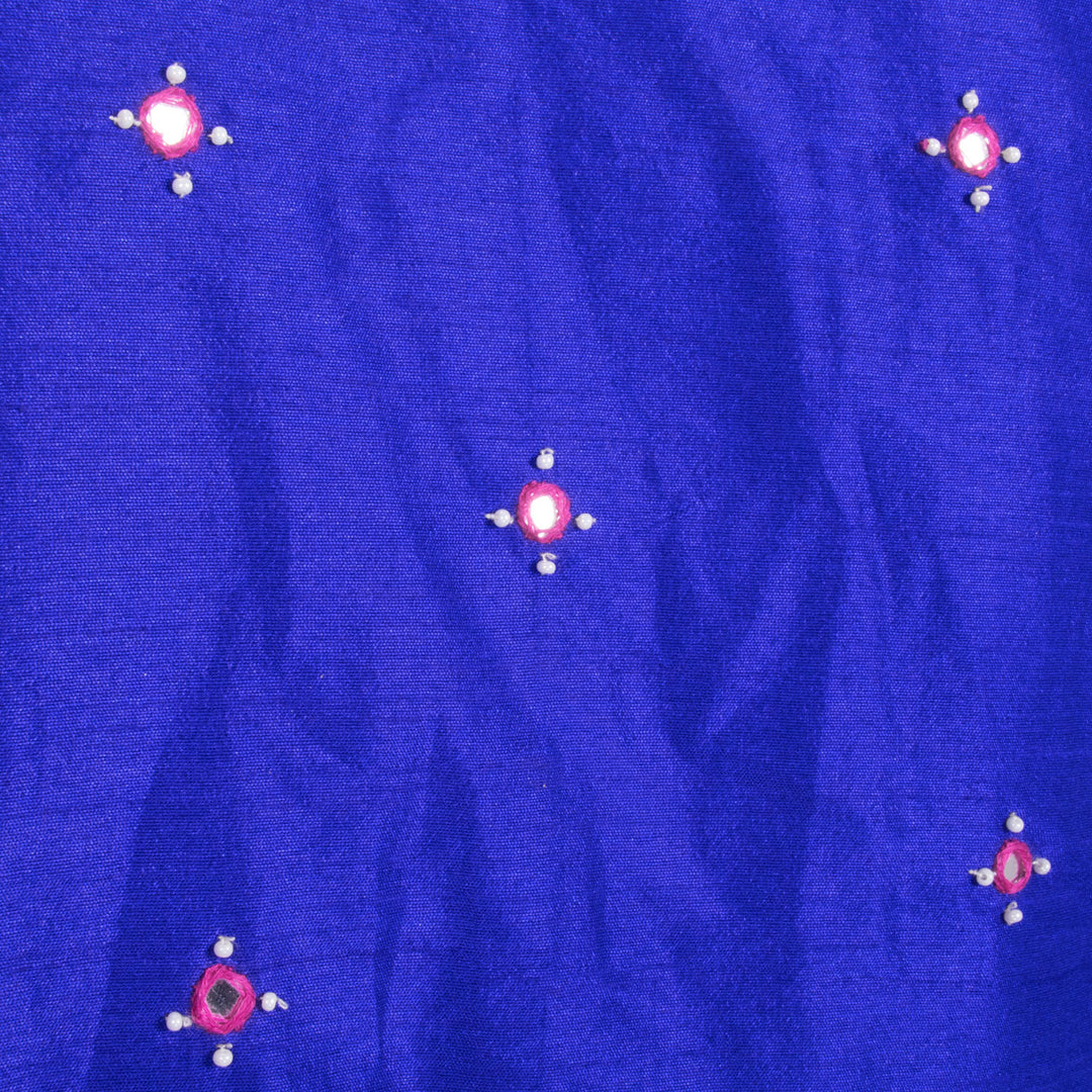 Blue Aari Embroidered Raw Silk Blouse 10068196