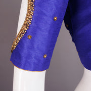 Blue Aari Embroidered Chanderi Silk Cotton Blouse 10068208 - Avishya