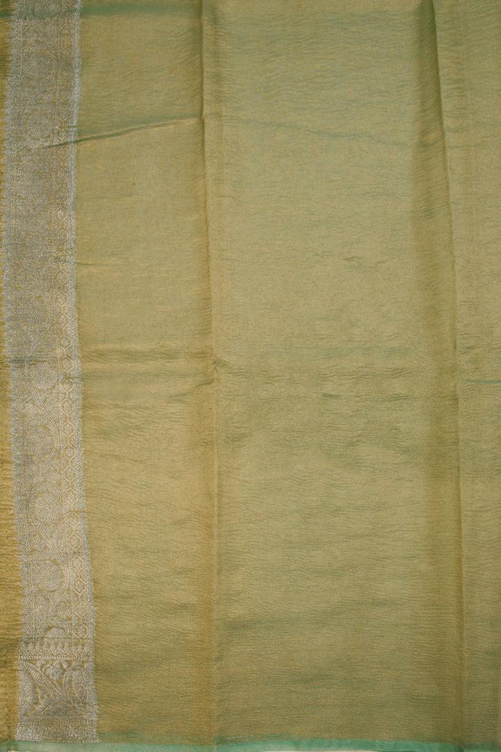 Green Banarasi Crushed Tissue Organza Saree 10068217