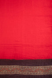 Red Handcrafted Ajrakh Printed Bandhani Gajji Silk Saree - Avishya