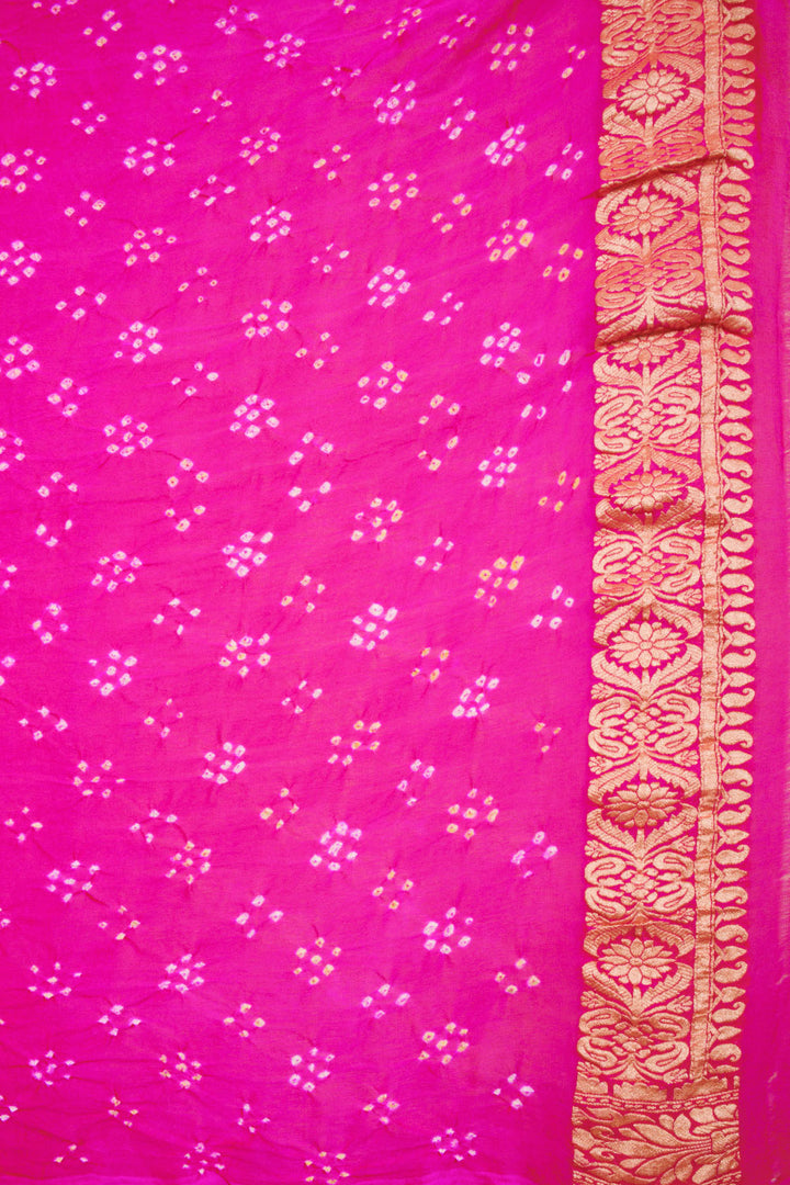 Pink Handcrafted Banarasi Bandhani Georgette Saree - Avishya