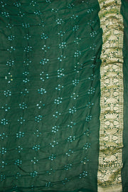 Green Handcrafted Banarasi Bandhani Georgette Saree - Avishya