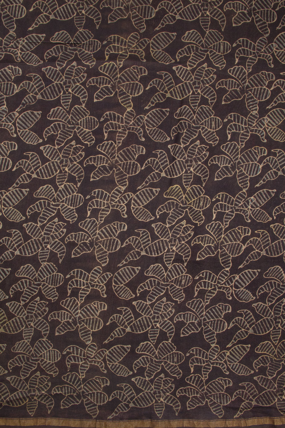 Black Ajrakh Printed Silk Cotton Saree  - Avishya