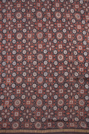 Black Ajrakh Printed Silk Cotton Saree - Avishya