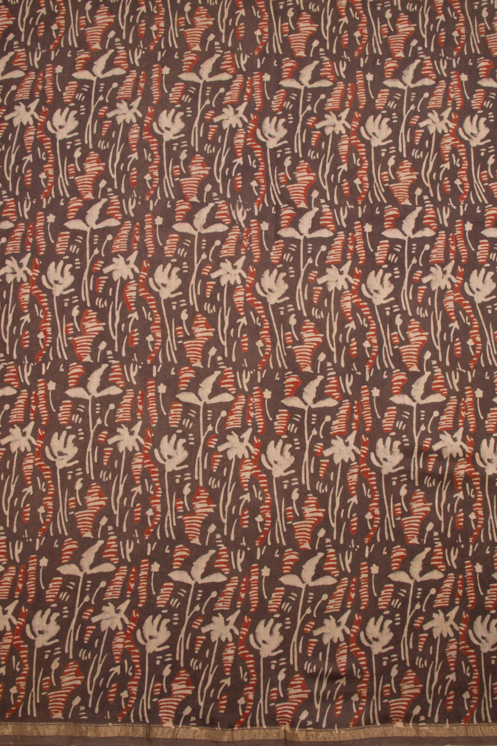 Brown Ajrakh Printed Silk Cotton Saree 10068357