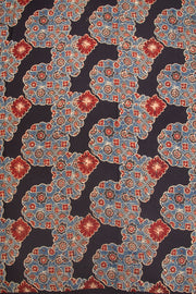 Black Ajrakh Printed Modal Silk Saree 10068396