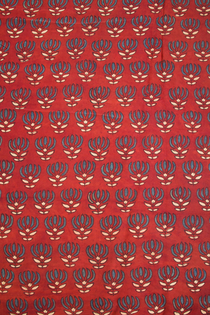  Red Ajrakh Printed Modal Silk Saree - Avishya