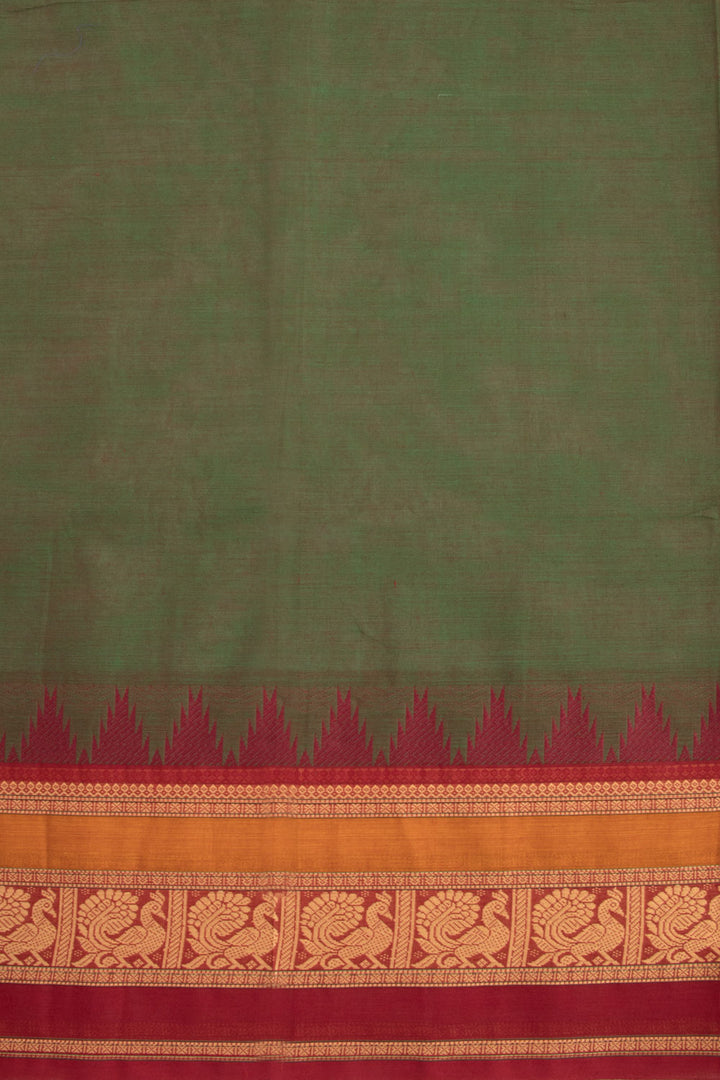 Green Handwoven Kanchi Cotton Saree 10068509 - Avishya
