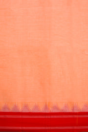 Peach Handwoven Korvai Kanchi Cotton Saree - Avishya