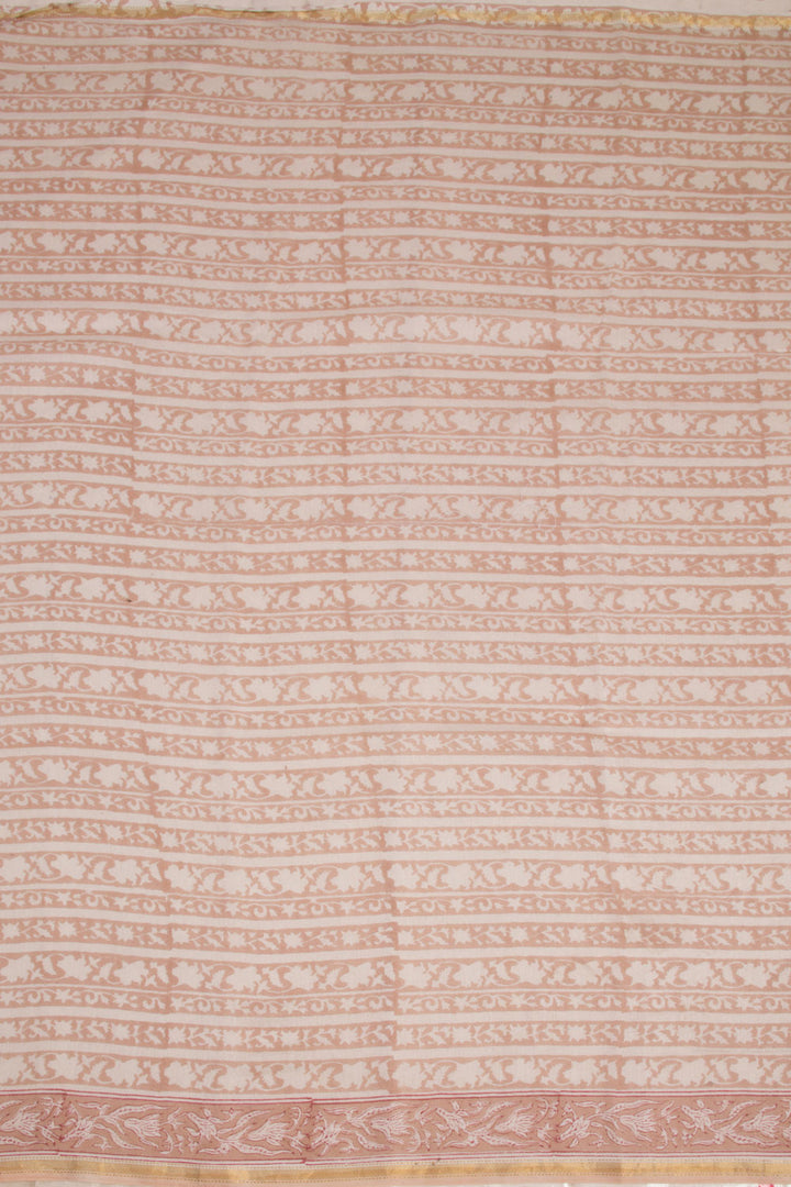 Peach Sanganeri printed Silk Cotton Saree 10068553 - Avishya