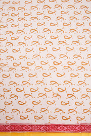 Off White Hand Block Print Mulmul Cotton Saree 10068582 - Avishya