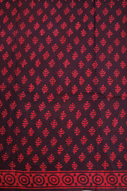 Maroon Dabu Printed Mulmul Cotton Saree 10068589 - Avishya