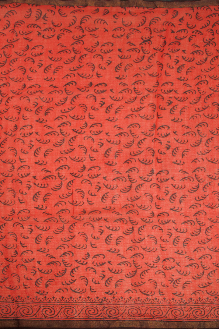 Red Hand Block Printed Kota Cotton Saree 10068632 - Avishya