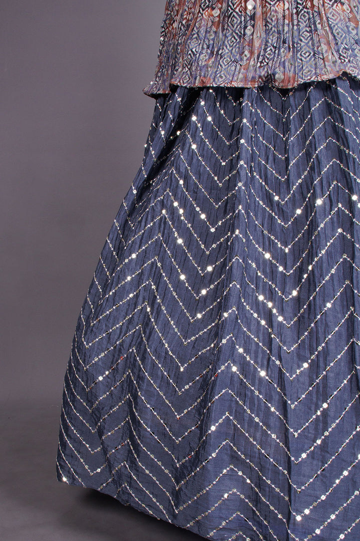 Grey Net Silk Embroidered Jacket Lehenga 10068662 - Avishya