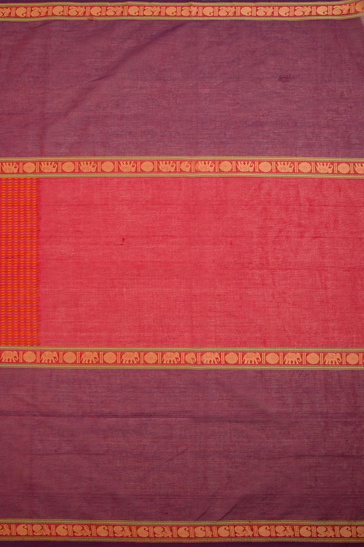 Maroon Handwoven Kanchi Cotton Saree 10068679 - Avishya