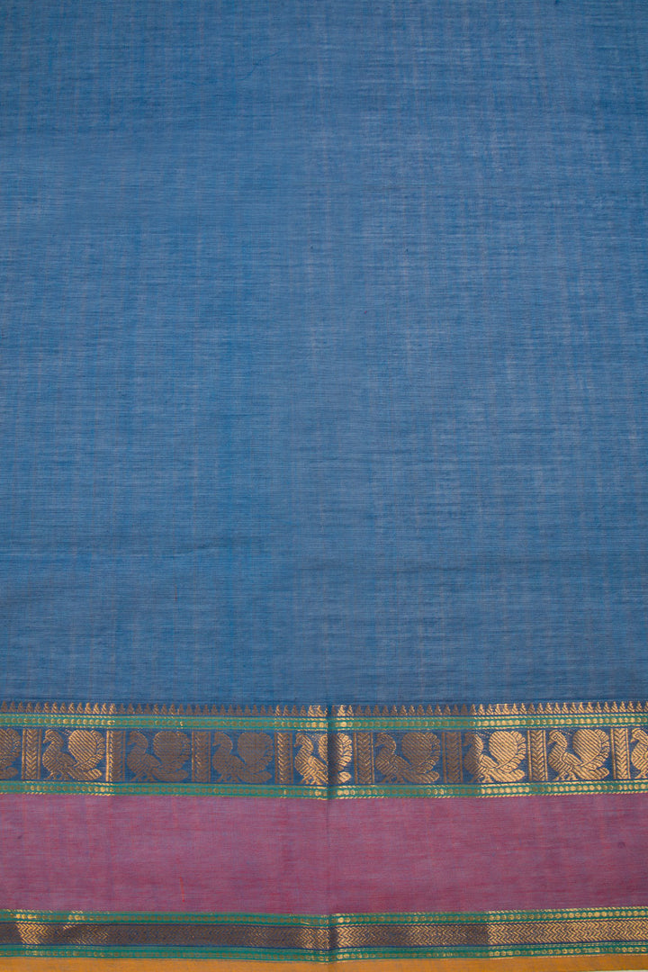 Blue Handwoven Kanchi Cotton Saree 10068685 - Avishya
