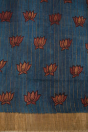 Yellow Hand Painted Pen Kalamkari Tussar Silk Saree 10068731