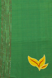 Green Dhaniakhali Cotton Saree With Khesh Weave & Applique 10068906 - Avishya