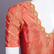 Orange Aari Embroidered Silk Blouse 10068921 - Avishya