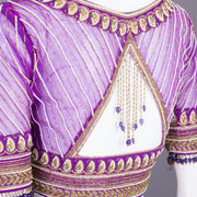 Purple Aari Embroidered Tussar Silk Blouse 10068922 - Avishya
