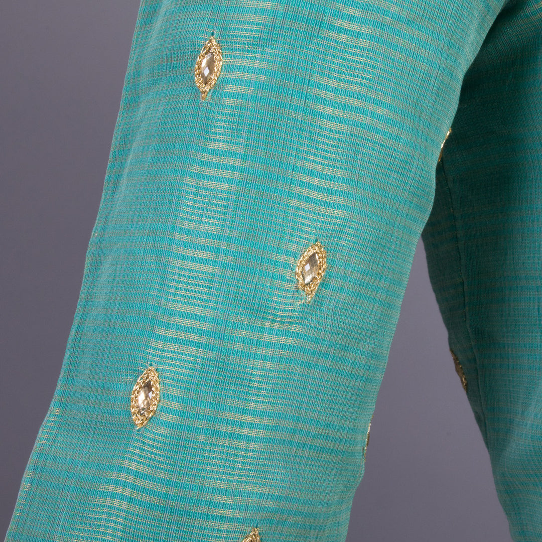 Green Aari Embroidered Chanderi Silk Cotton Blouse 10068927 - Avishya