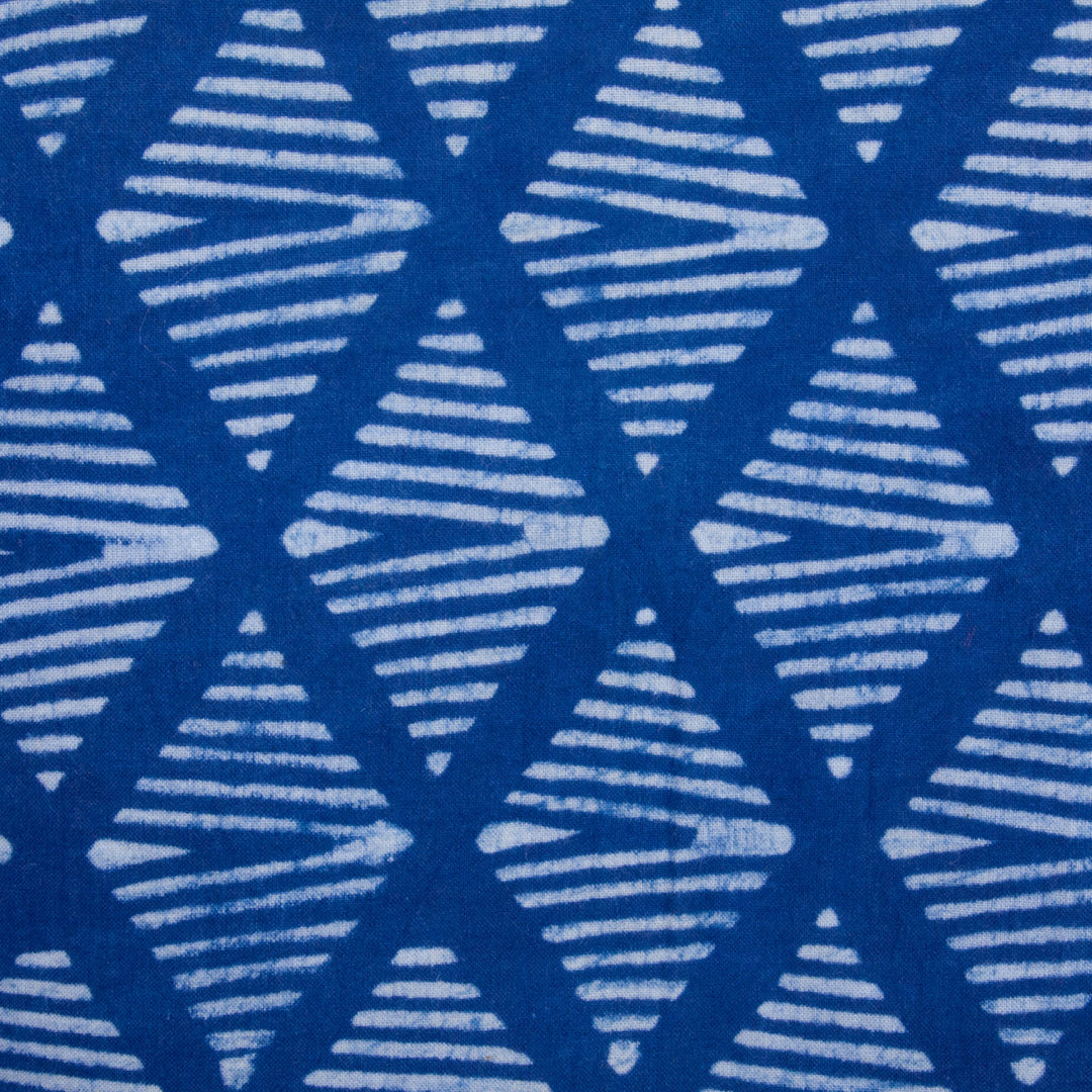 Blue Indigo Dabu Printed Cotton Blouse 10068950 - Avishya