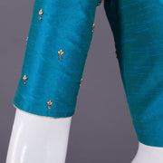Blue Aari Embroidered Tussar Silk Blouse 10077779