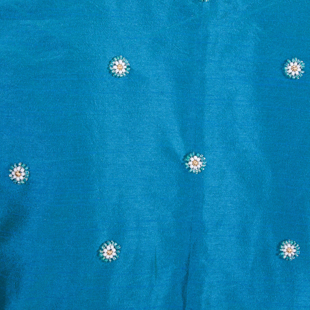Blue Aari Embroidered Tussar Silk Blouse 10068932 - Avishya
