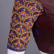 Brown Aari Embroidered Silk Blouse 10068935