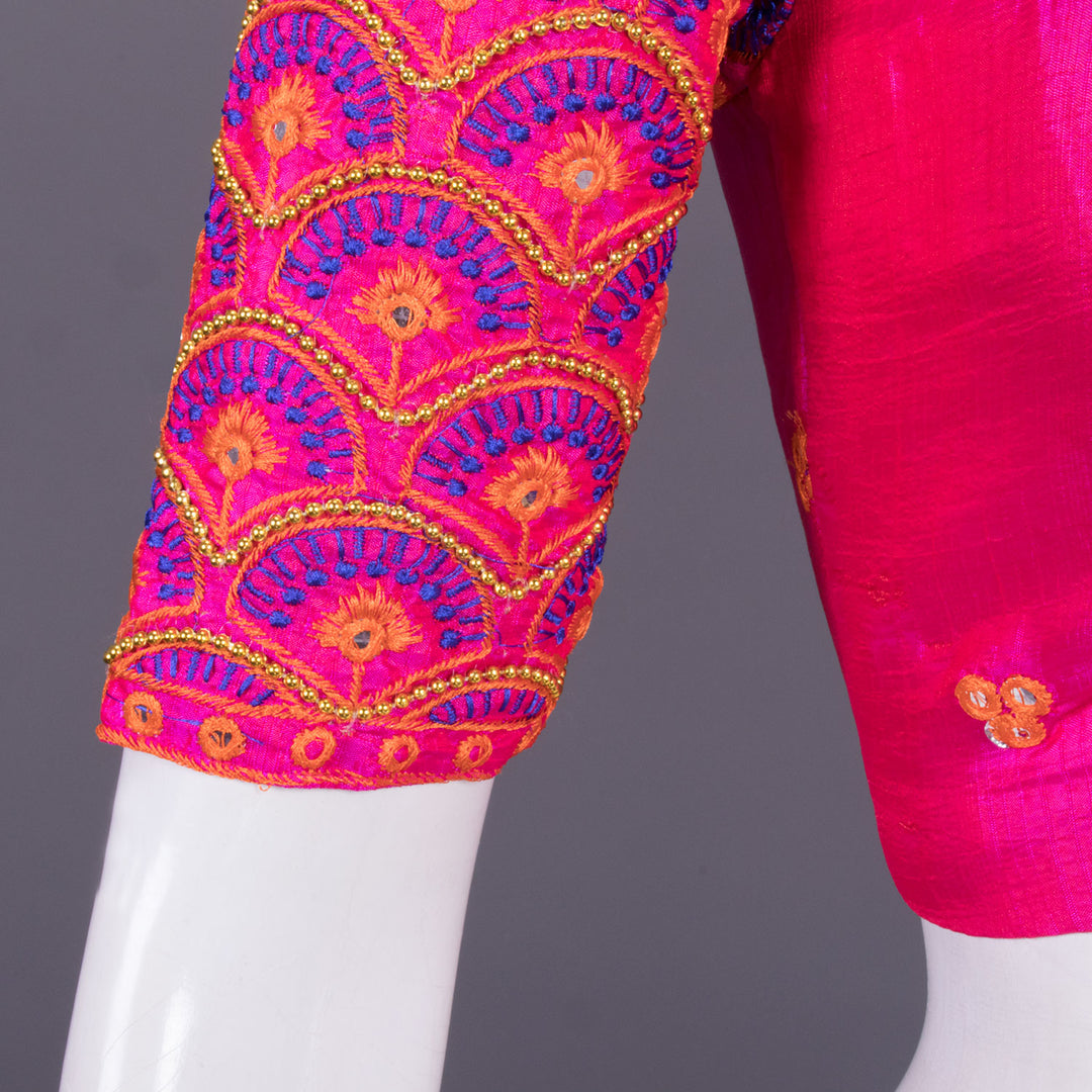 Pink Embroidered Blended Silk Blouse 10068938 - Avishya