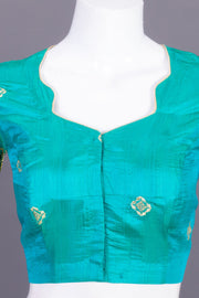 Blue Aari Embroidered Silk Blouse 10068941