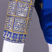 Blue Aari Embroidered Silk Blouse 10068942
