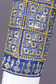 Blue Aari Embroidered Silk Blouse 10068942