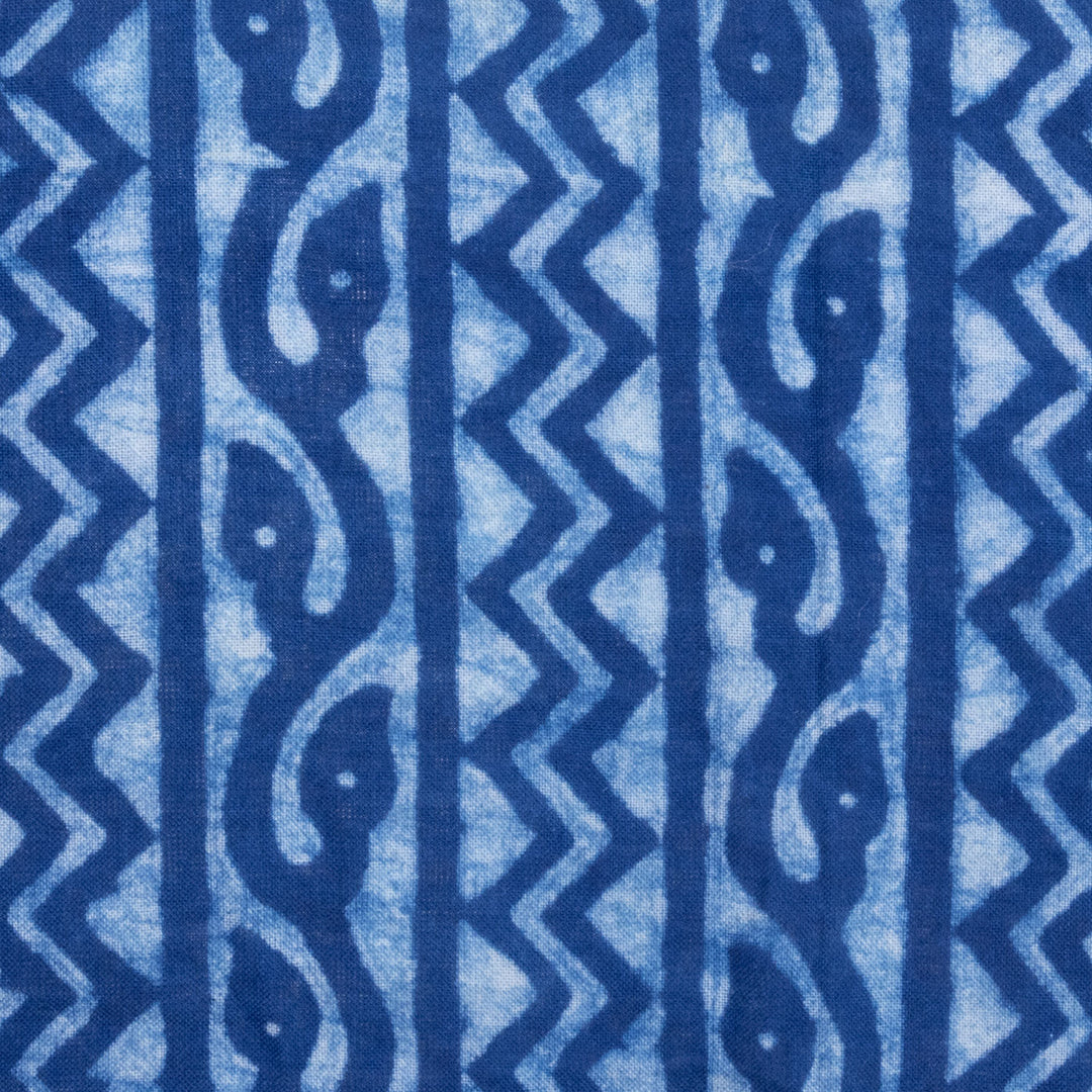 Blue Indigo Dabu Printed Cotton Blouse 10068947 - Avishya
