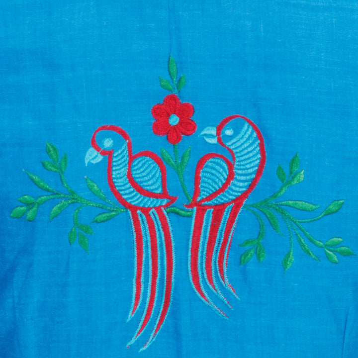 Blue Embroidered Cotton Blouse 10068961 - Avishya