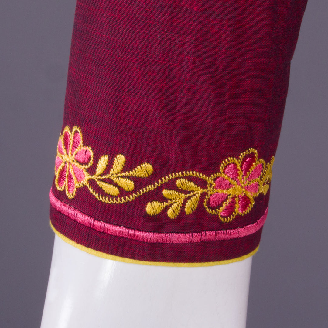 Maroon Embroidered Mangalgiri Cotton Blouse 10068965 - Avishya