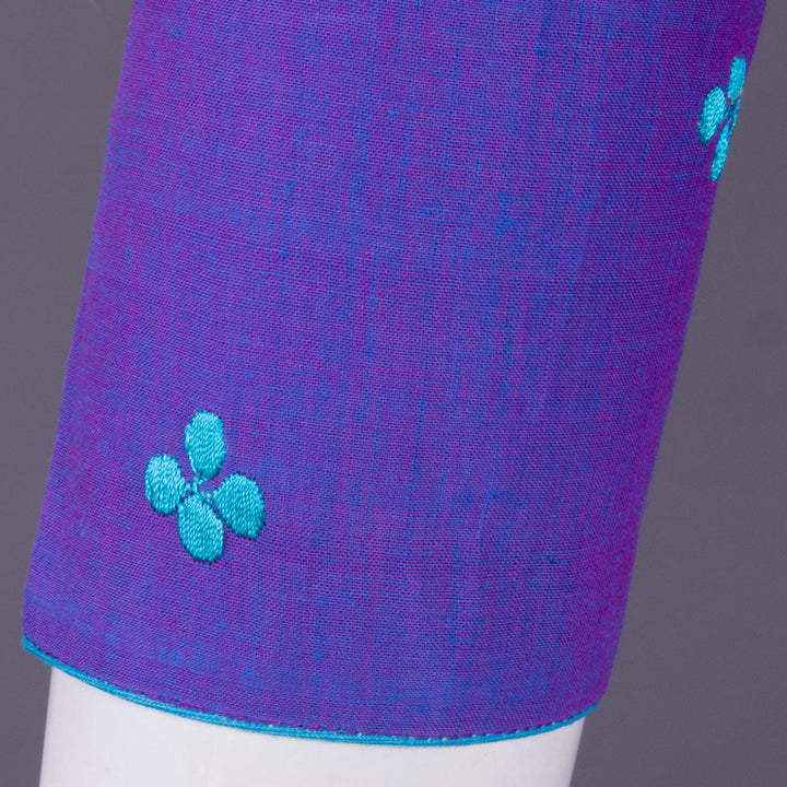 Purple Embroidered Mangalgiri Cotton Blouse 10068967 - Avishya