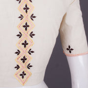 White Embroidered Cotton Blouse 10068968 - Avishya