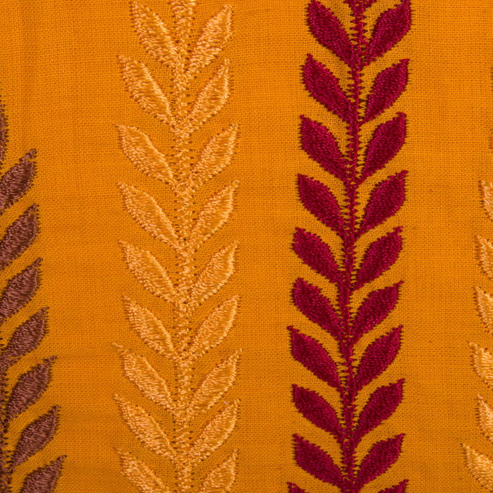 Yellow Embroidered Mangalgiri Cotton Blouse 10068970 - Avishya