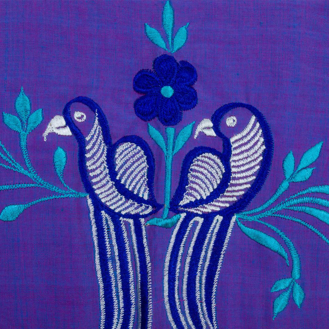 Purple Embroidered Mangalgiri Cotton Blouse 10068972 - Avishya