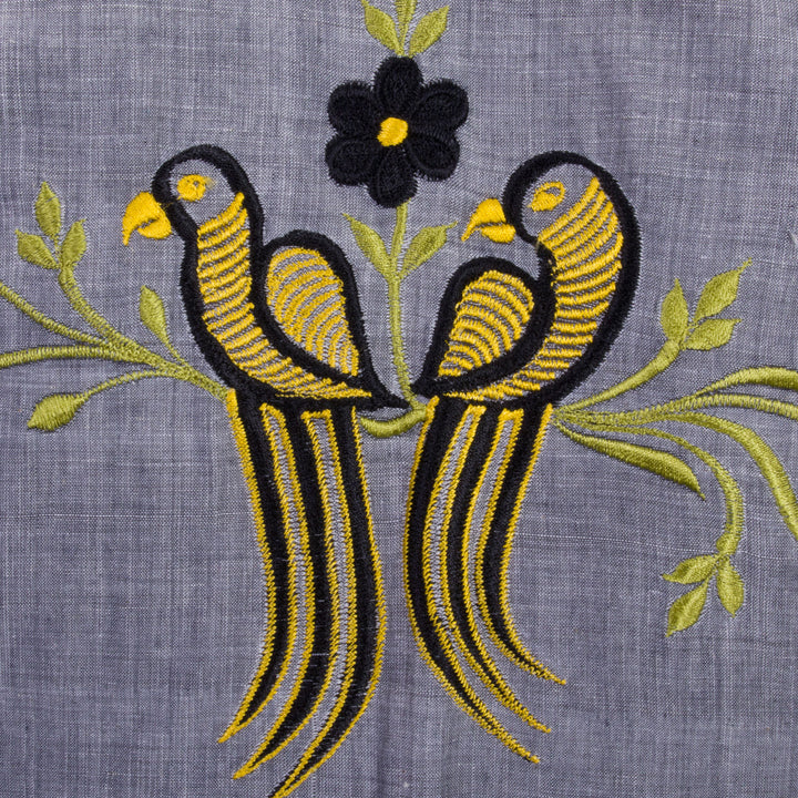 Grey Embroidered Mangalgiri Cotton Blouse 10068978 - Avishya