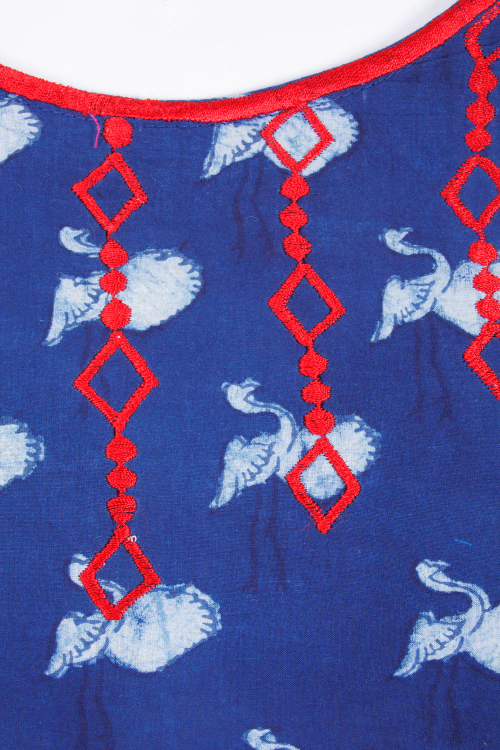 Indigo Dyed & Embroidered Dabu Printed Cotton Kurta 10068995 - Avishya