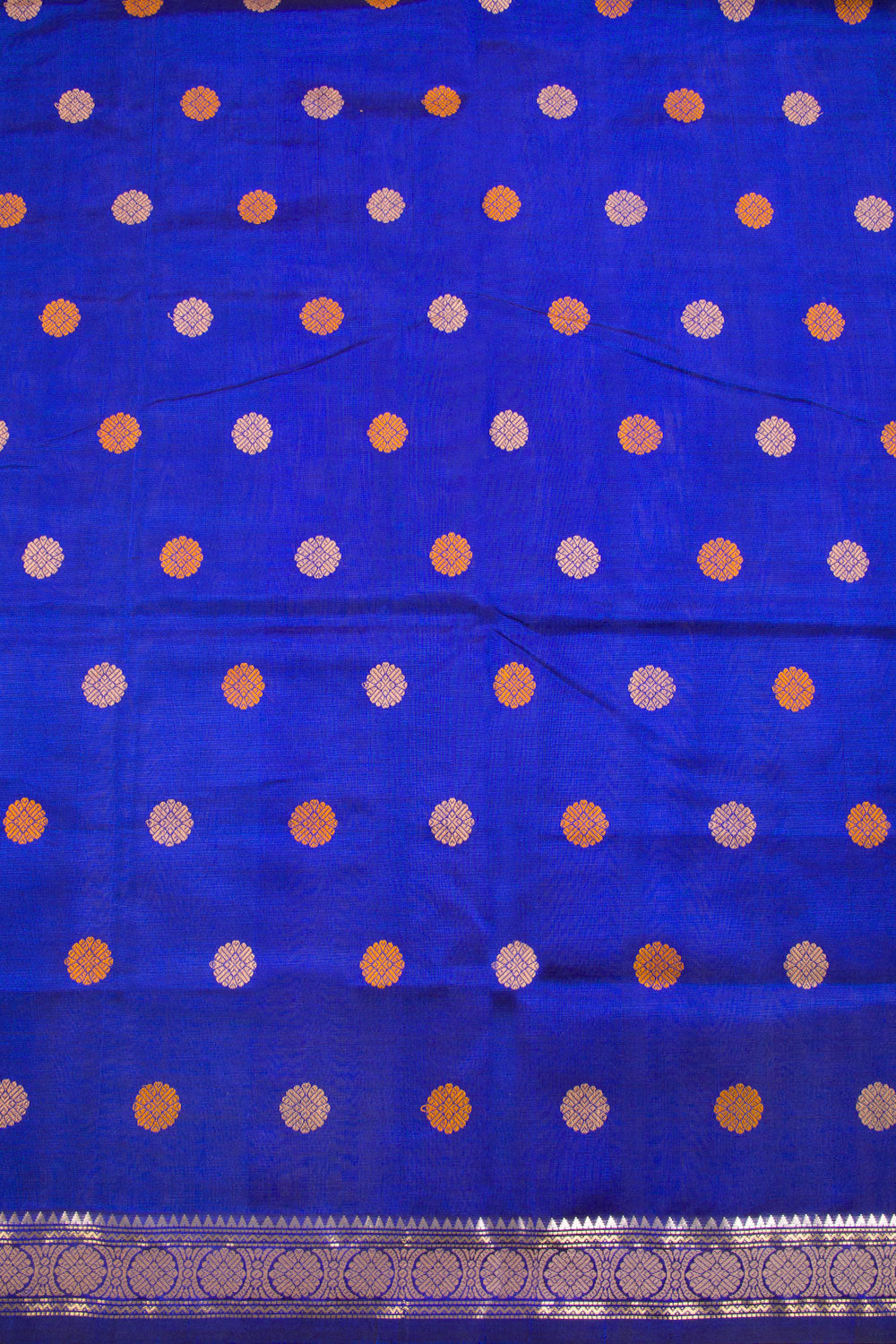 Blue Handloom Kanchi Silk Cotton Saree 10069253 - Avishya