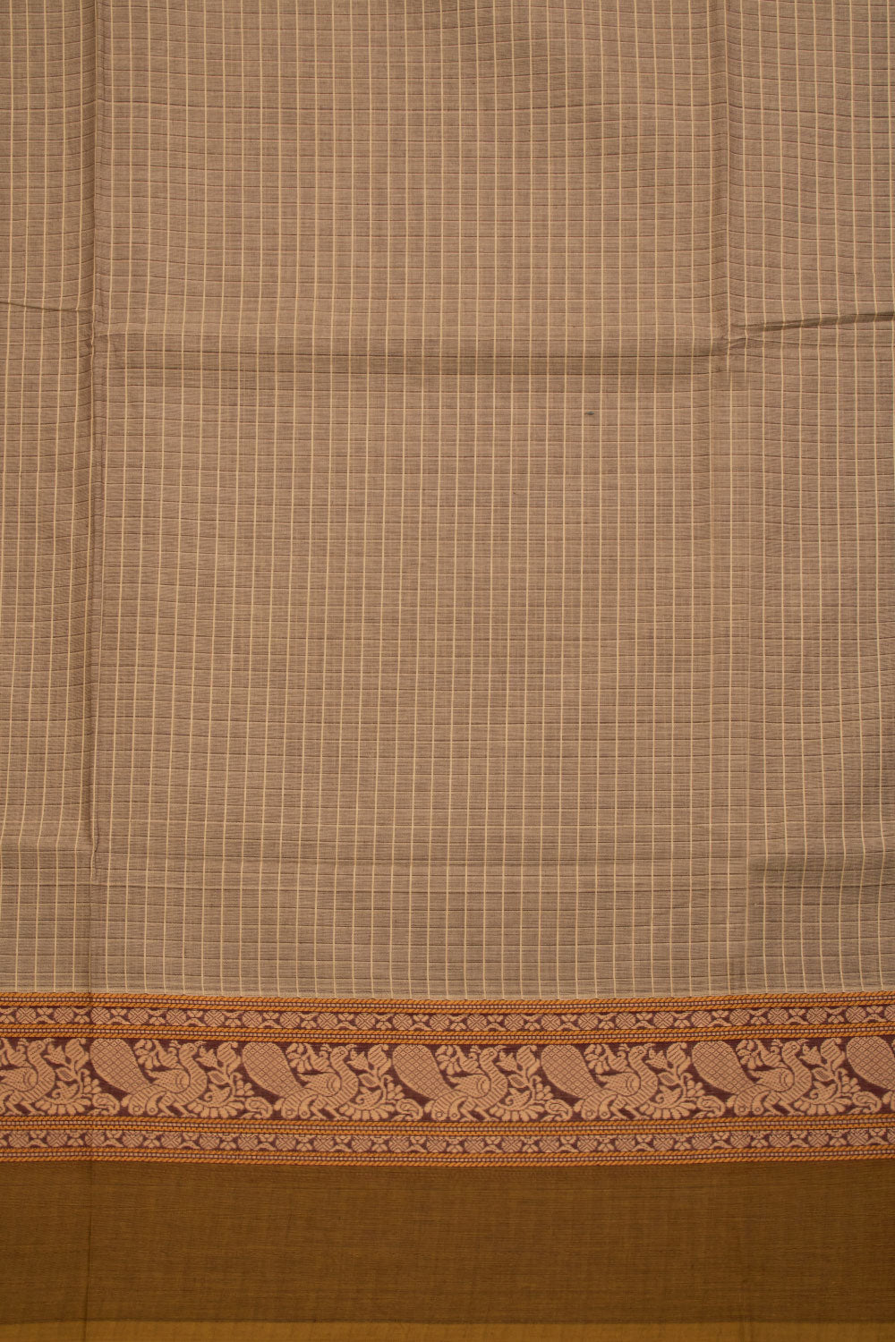 Brown Handwoven Kanchi Cotton Saree 10069369 - Avishya