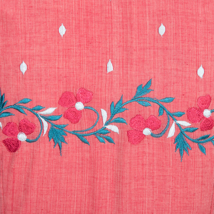 Peach Embroidered Cotton Blouse 10069452 - Avishya