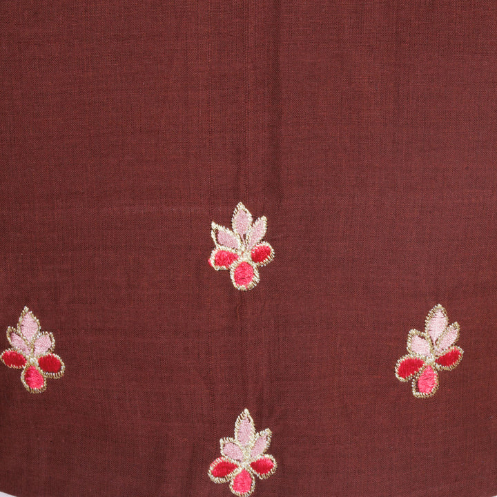 Brown Embroidered Cotton Blouse 10069456 - Avishya