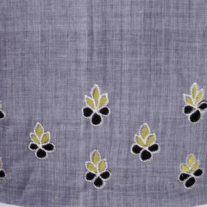Grey Embroidered Cotton Blouse 10069469 - Avishya