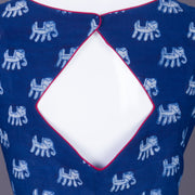 Blue Indigo Handblock Printed Cotton Blouse Without Lining 10069476 - Avishya